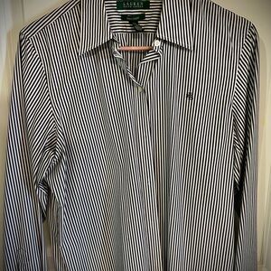 Ralph Lauren Women’s Black and White Striped Button-Down Shirt
